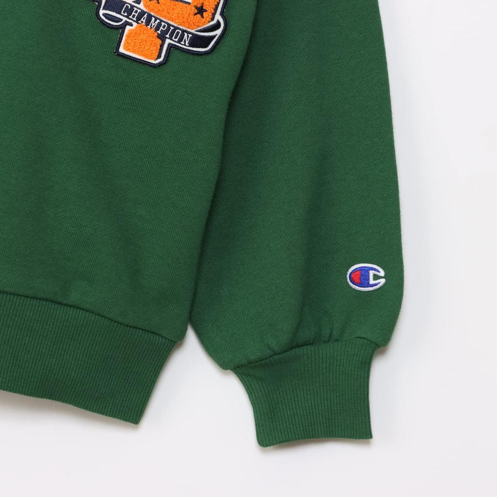 Sweatshirt Kids Long Sleeve Round Neck Cotton Loose Fit Graphic Logo Print Crew Neck Sweatshirt Boys Casual Dark Green [Champion] 100% CK-Y007