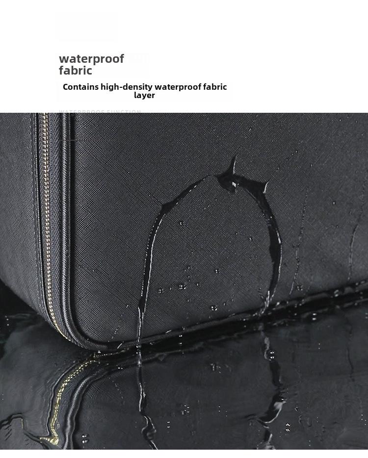 Black Heightened Cosmetic Bag with Mirror - Large Capacity Portable Handheld Storage Box