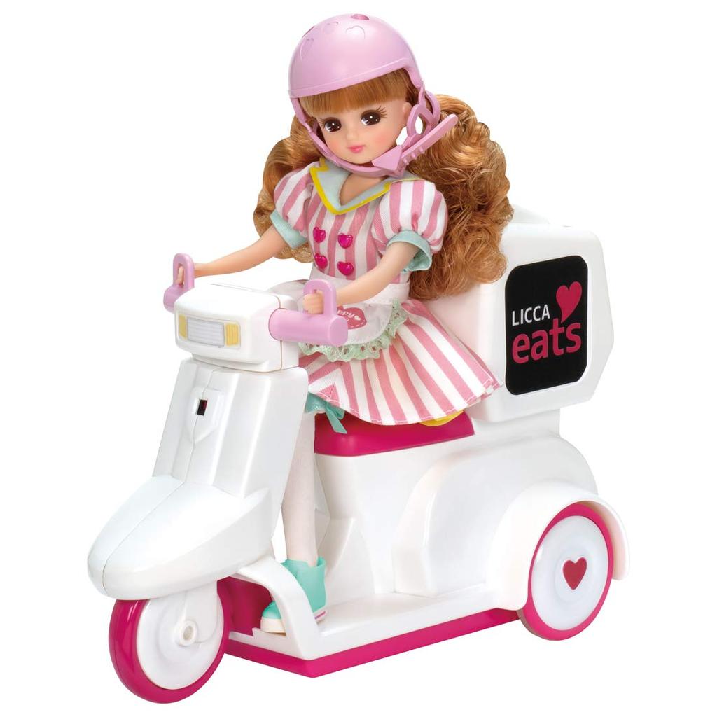 Takara Tomy Licca-chan Eats Delivery Scooter, 10 x 27 x 21 cm, Ages 3 and up