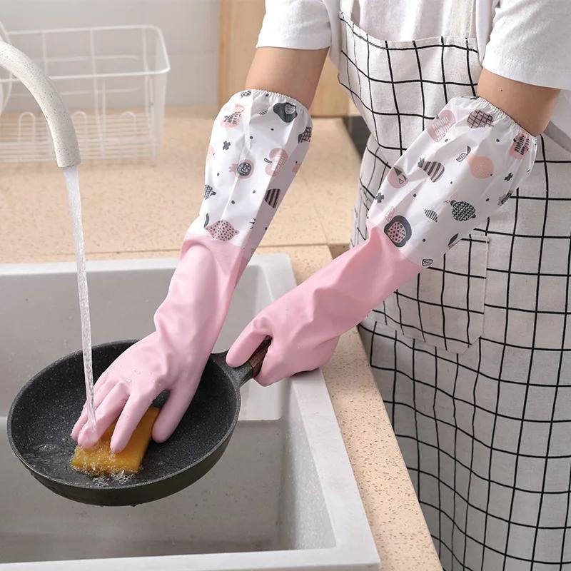 Dishwashing Gloves Warm  Rubber Waterproof Kitchen Washing Dishes Housework Gloves Women’s Waterproof Cleaning Gloves