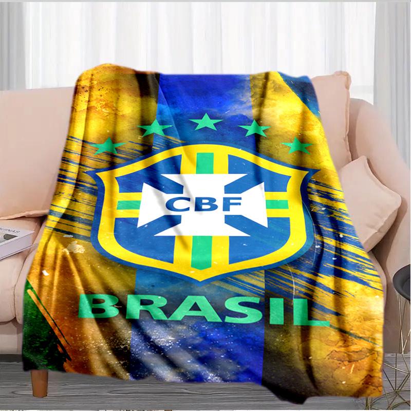 Brazilian Football Federation Printed Throws Blanket Soft Flannel Blankets for Couch Bed Gifts for Men Women Picnic blanket Christmas gifts
