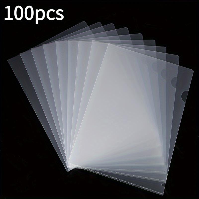 

100pcs (12.05x8.5in) Clear L-Shaped File Folders & A4 Document Holders, Plastic File Envelopes,Single-Clip Organizers for Office