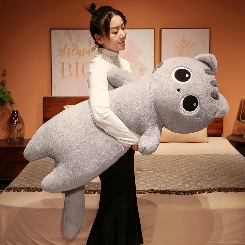 65cm Long Kawaii Big Eyes Cat Plush Toys Sleeping Pillow Soft Cartoon Stuffed Animal Cat Doll Kids Children Gift Home Decor