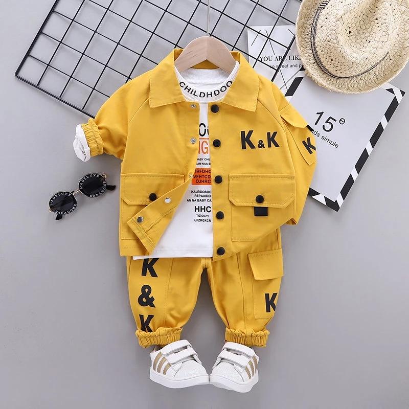 

Детская одежда Baby Boys Куртка Костюм Футболка Брюки 3Шт / комплекты Весна Дети Малыш Спортивная одежда