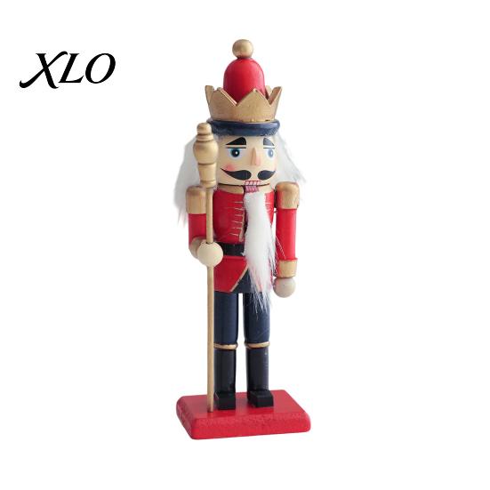 Festival Party Ornament Wooden Nutcracker Soldier Figurine, Handcrafted Solid Wood Christmas Tabletop Holiday Gift for Desk And Bookshelf Decor,