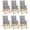 VidaXL Set of 6 Folding Garden Chairs with Cushions, Patio Seats, Dining Chairs, Patio Furniture 3064133