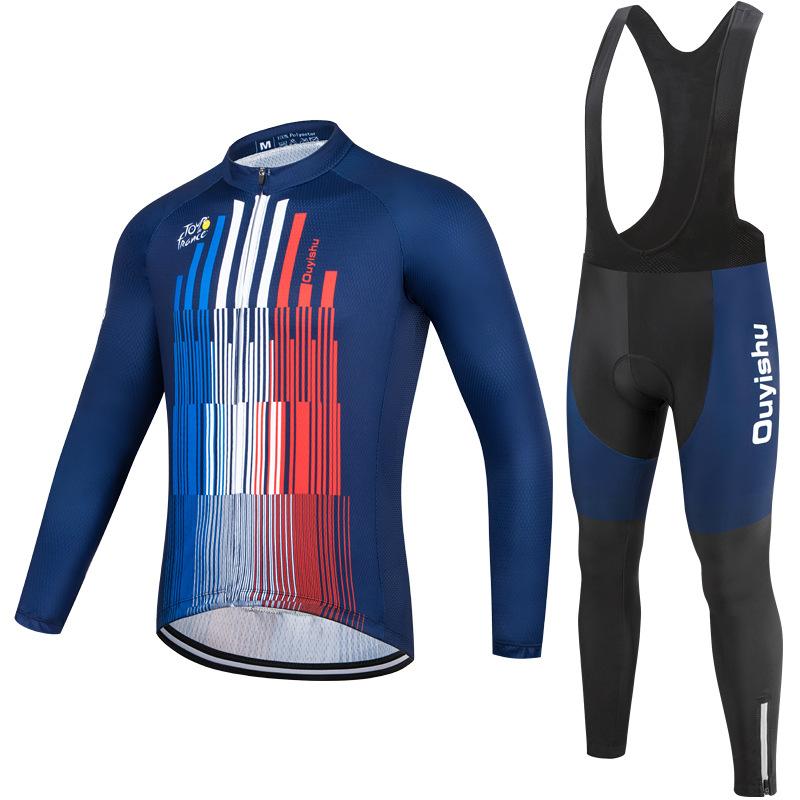 Tour De France 2026 Strap Long Sleeve Cycling Suit Set Winter Warm Thin Fleece Cycling Shirt Cycling Top Overalls