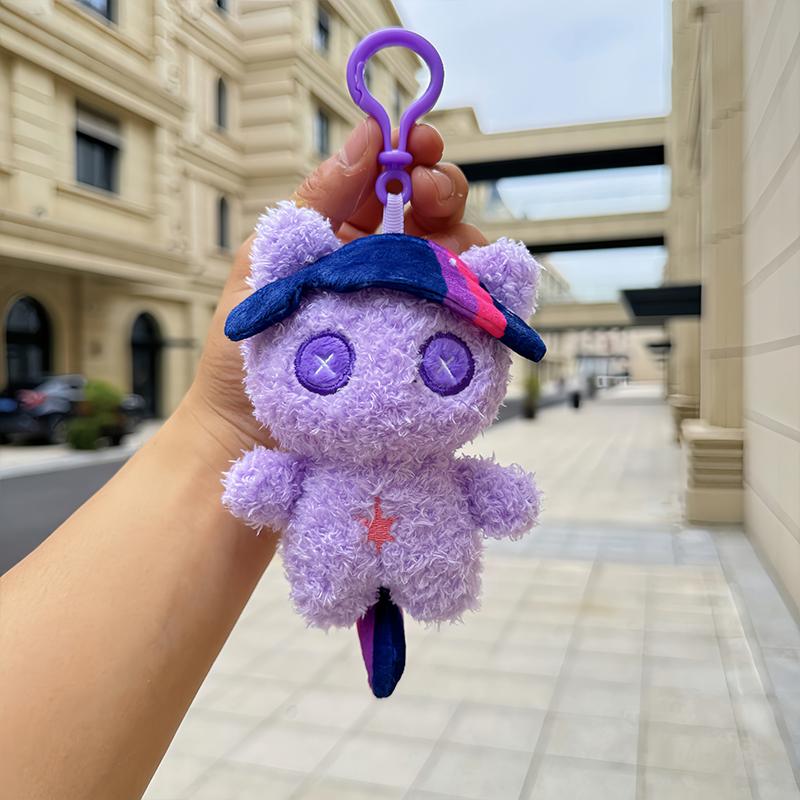 Kawaii Pony Plush Backpack Pendant Keychain Twilight Sparkle Fluttershy Pinkie Pie Cute Bag Decoration Toy Gift