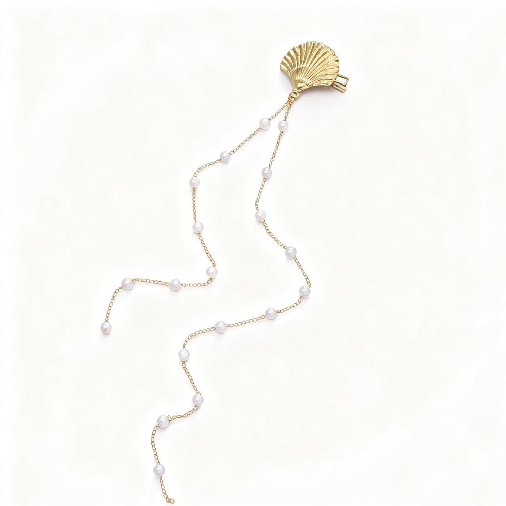 1PC Shell Hairpin French Retro Premium Sense Fringed Ponytail Clip Fashion Banquet Party Bridal Headdress
