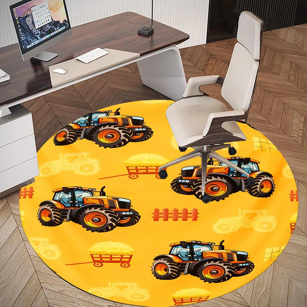 1PC Tractor Hay Round Chair mat Area Rug - Non-Slip, Floor Mat for Office, Bedroom, and Indoor Decor -Gift D1127230
