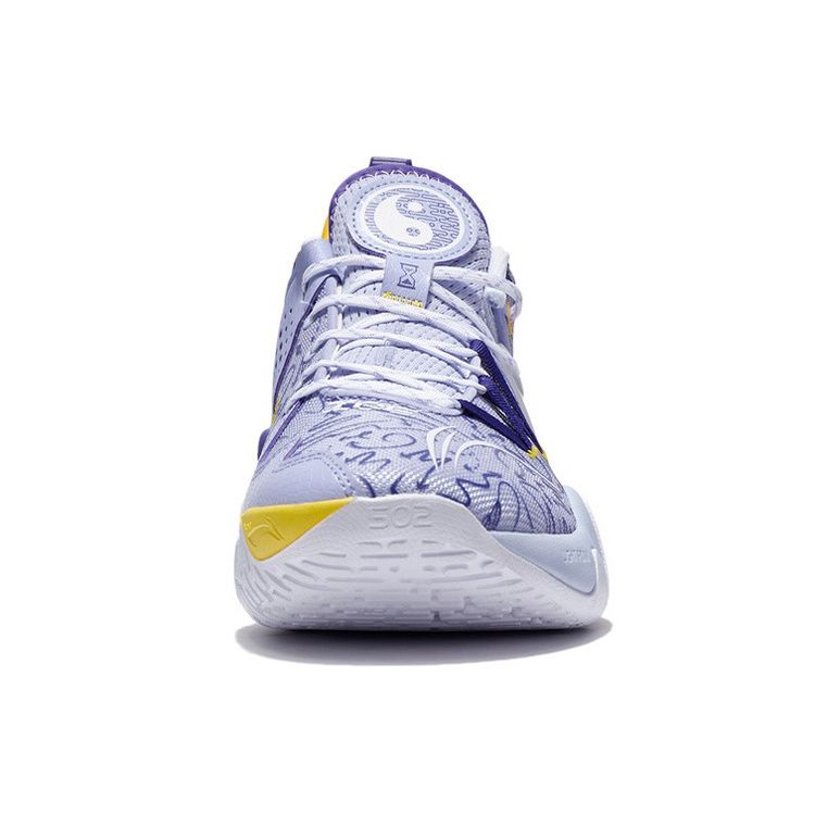 Li Ning Cold Blood Shock Absorption Non-Slip Wear-Resistant Low-Top Basketball Shoes Men Sneakers Purple Yellow ABPS007-5