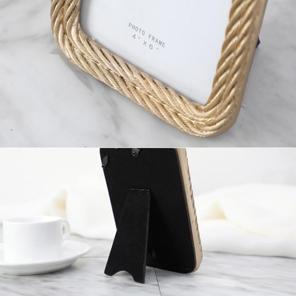 Queen-b Rope Photo Frame, Stylish Tabletop Frame for Displaying Pictures, Photos, and Posters, Perfect as a Gift (Round)