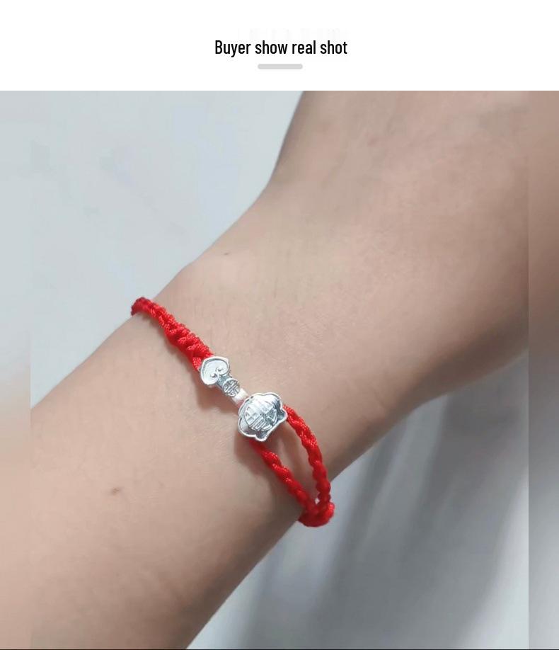 Sterling Silver Ruyi Woven Bracelet - Chinese Style Red Rope Jewelry Gift for Girlfriend