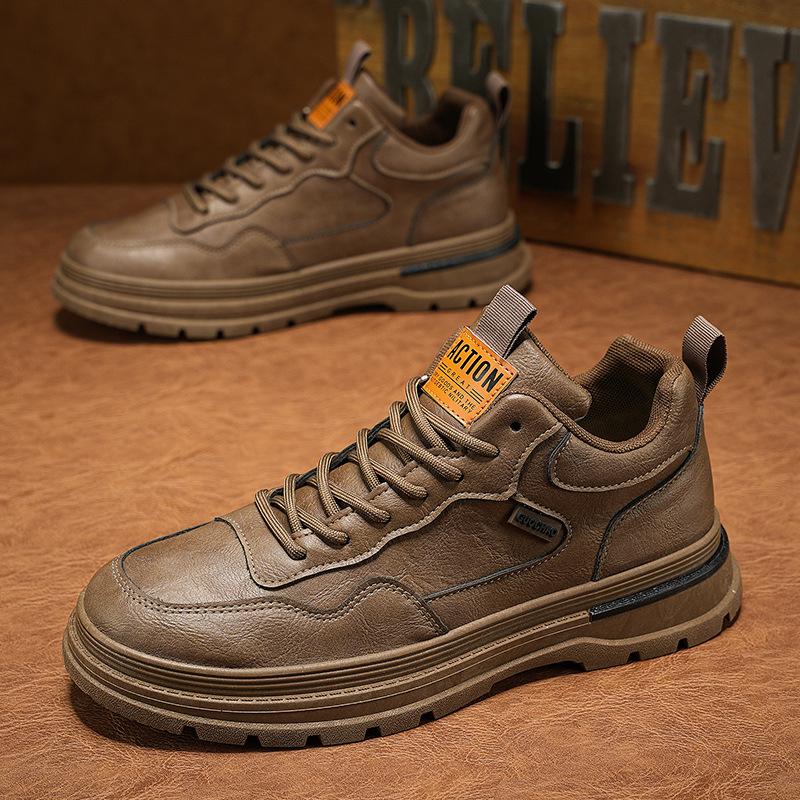 Spring Men's Shoes New Breathable Chef Shoes Men's Trend Versatile Platform Sports Casual Leather Shoes Board Shoes Trendy Shoes