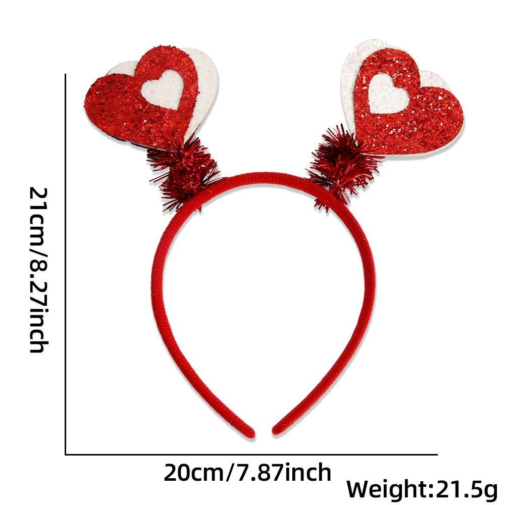 

Peach Heart Red Heart Shape Headwear Hair Hoop Valentines Day Headdress Girls Decor
