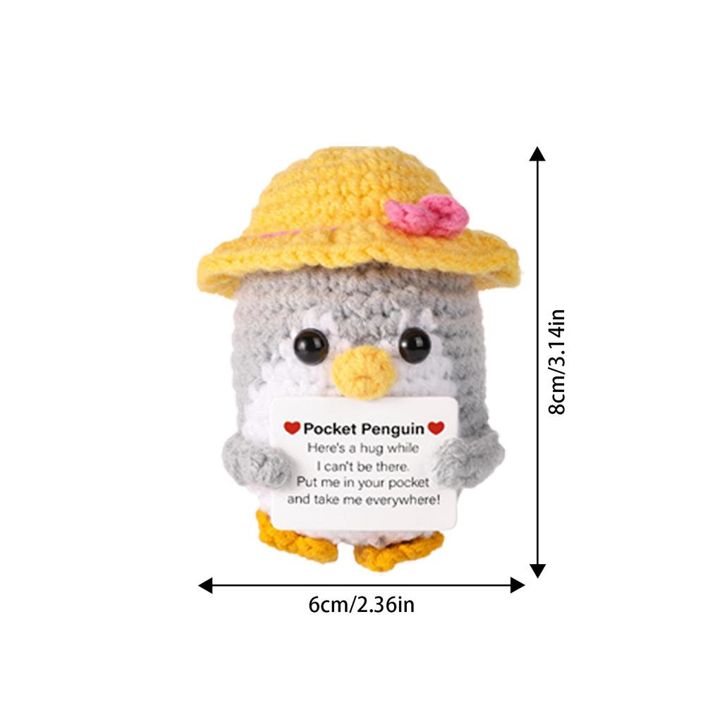 Knitted Positive Penguin Positive Energy Penguin Doll With Encouragement Card Wearing Hat Doll For Friends Encouragement