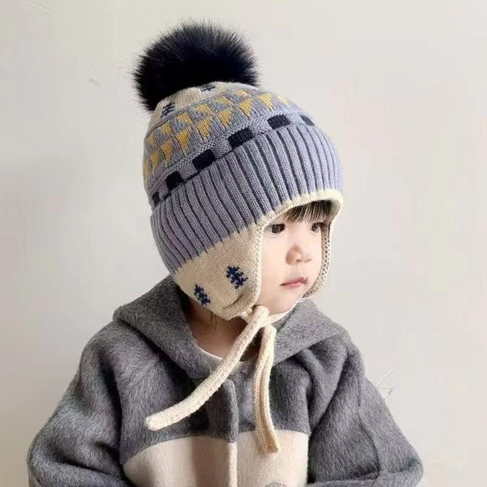 Ear Protection Baby Beanie Caps Soft Earflap Winter Hat Winter Warm Kids Knit Hat Toddler