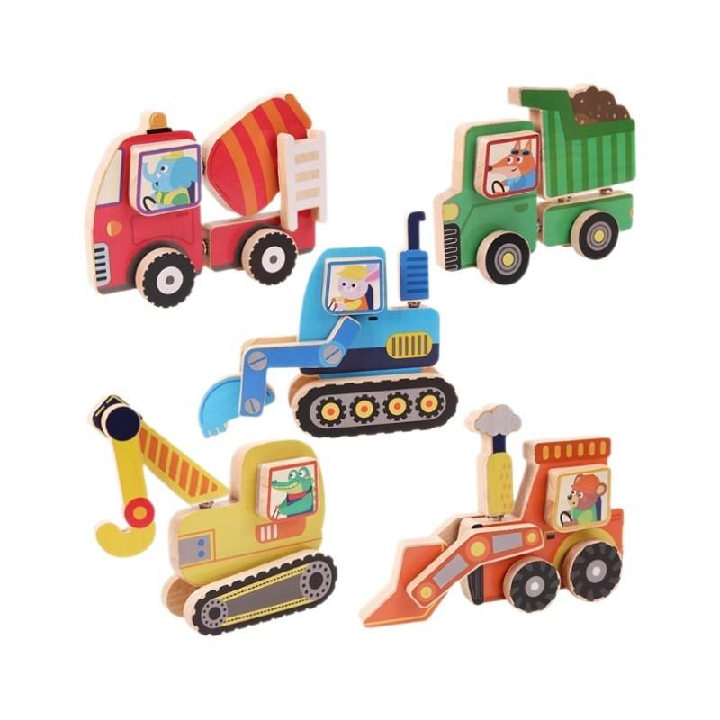 Wooden Childrens Educational Puzzle With Cartoon Vehicles For Early Learning And Cognitive Development