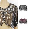Delicate Sequins Adorned Capelet Shoulder Wrap Breathable Mesh Fabric Scarf Shawl With Intricated Beadwork Design