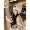 New Autumn and Winter Plush Warm Knitted Hat for Women Sweet and Cute Plus Velvet Ear Protection and Cold Proof Woolen Hat