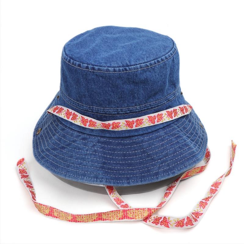 Outdoor bow knot fisherman hat women's fashionable washed denim hat hiking caps