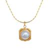 Square Pearl Personality Minimalist Wind Furnace Real Gold Necklace Female Collarbone Chain