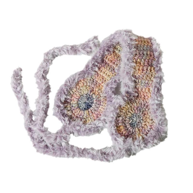 

Зимний градиентный цвет вязаный шерстяной плюшевый ремешок теплый антифриз защита ушей грелка для ушей сумка головные ремешки вязаная шапка фиолетовый