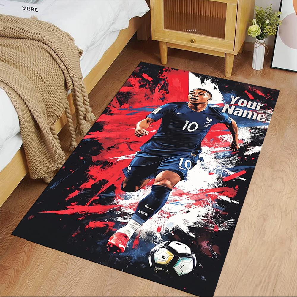 Mbappé Personalized Text Area Rug Perfect for Study Room Dormitory Hallway Balcony Antislip Carpet Decorate Offices Gift for Festivals