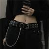 Hip Hop Chain Tassel Belts Punk Studded Pin Buckle PU Belt Y2K Unisex Black Casual PU Jeans Pants Belt For Women Men