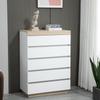 Chest of 5 Drawers Minimal in Wood, 80x40x109 cm, White and Oak Color