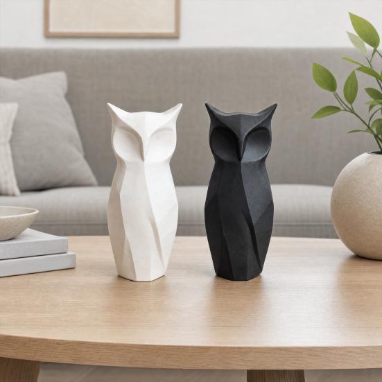 3D Printed Abstract Owl Figurine, Modern Minimalist Geometric Owl Statue, Decorative Bird Sculpture for Home Office Decoration