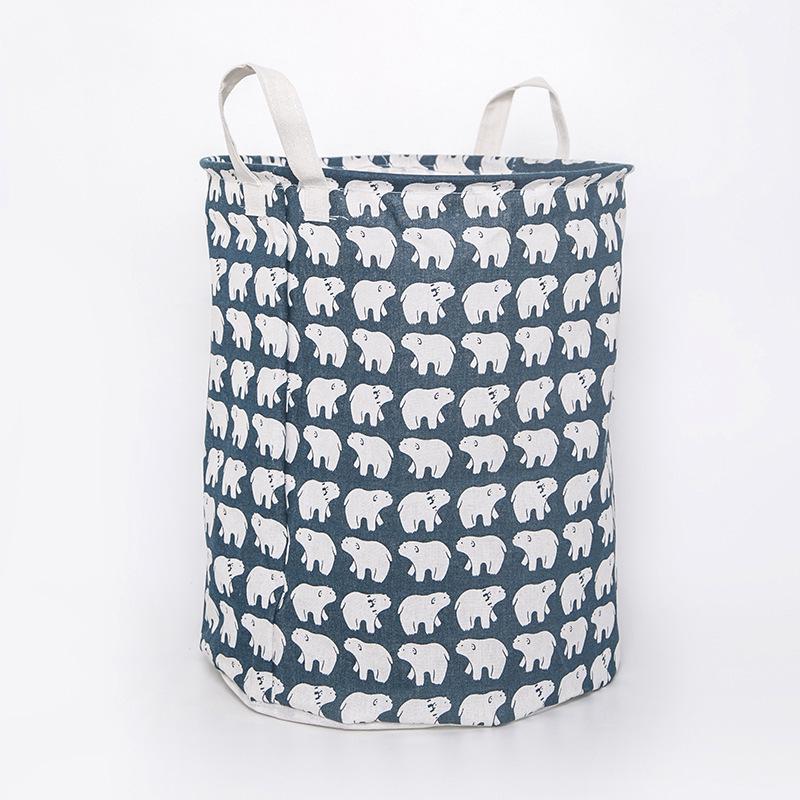 Cotton Linen Round Laundry Hamper – Large Capacity Handheld Storage for Clothes, Toys, and Sundries.