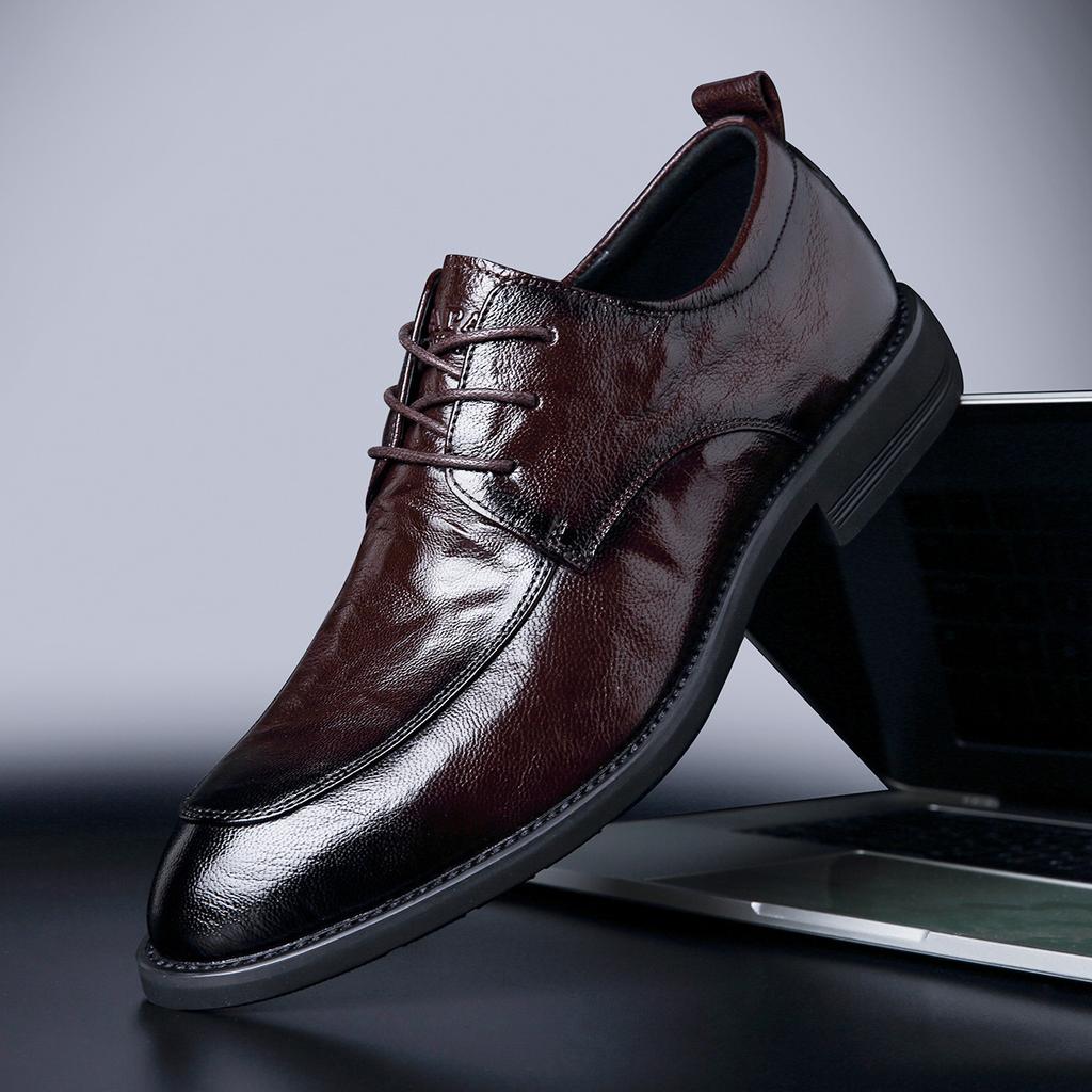 Neue Wenzhou Lederschuhe Herren Echtleder Britischer Stil Herrenschuhe Innenerhöhung Businesskleid Übergröße Hochzeit Derby Schuhe Herbst