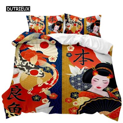 Japanese Element Duvet Cover Set Geisha Japanese Culture Theme Twin Bedding Set Double Queen King Size Polyester Qulit Cover