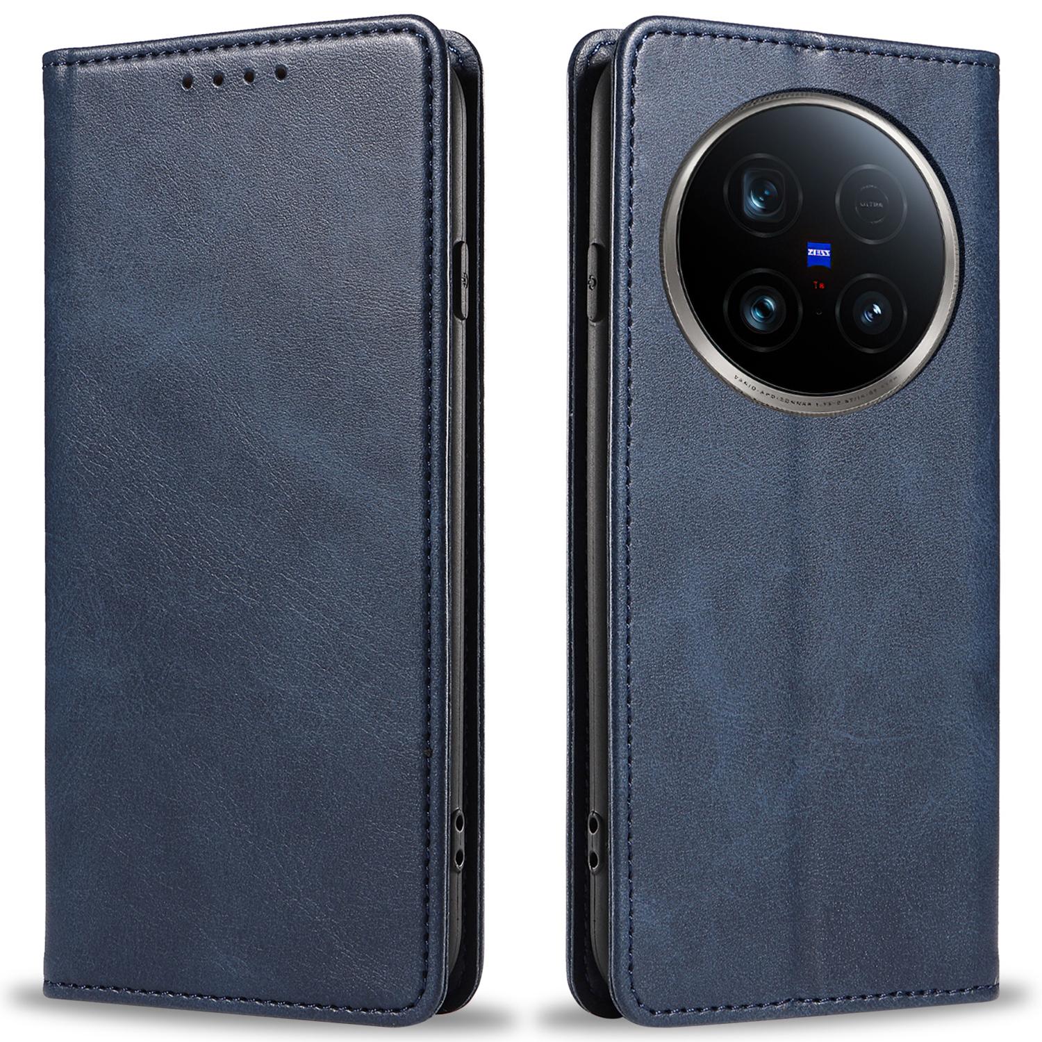 

Для vivo X100 Ultra 5G Чехол Кожаная Подставка Магнитная Застежка Чехол для Телефона Blue