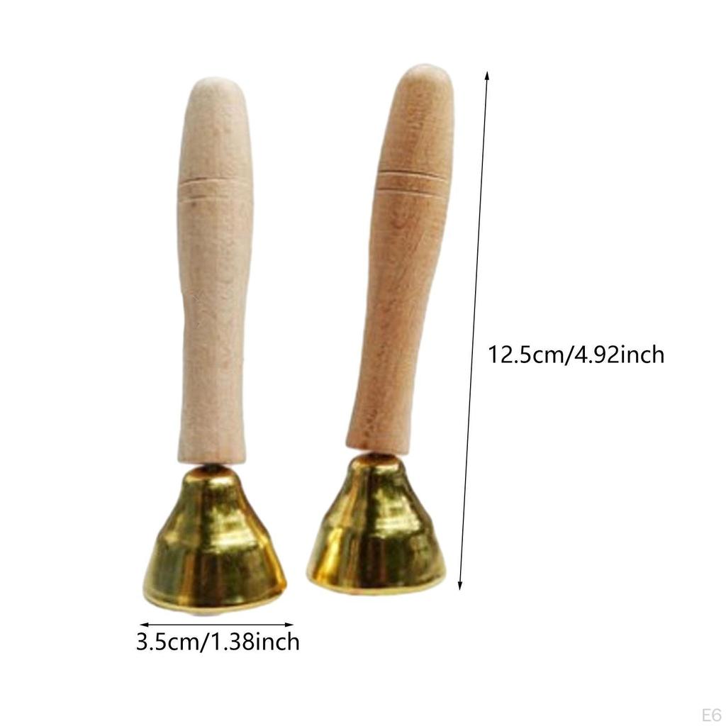 2 Pieces Hand Bells Set, Metal Percussion Musical Instrument