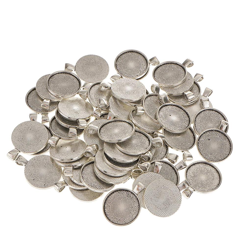 50 Pack round Blank Bezel Tray Base Charms Perndant fit 25mm Dome Cabochon