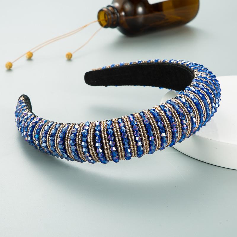 Bentiță cu mărgele țesute manual, pachet de păr burete baroc pentru femei, Cerc de păr simplu de cristal