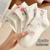 Women's Cute Flower Bow Pattern Mid-calf Socks - Fresh and Elegant for Dressing, Breathable and Comfortable,Cute Socks, Nice Sports Socks, Short Socks
