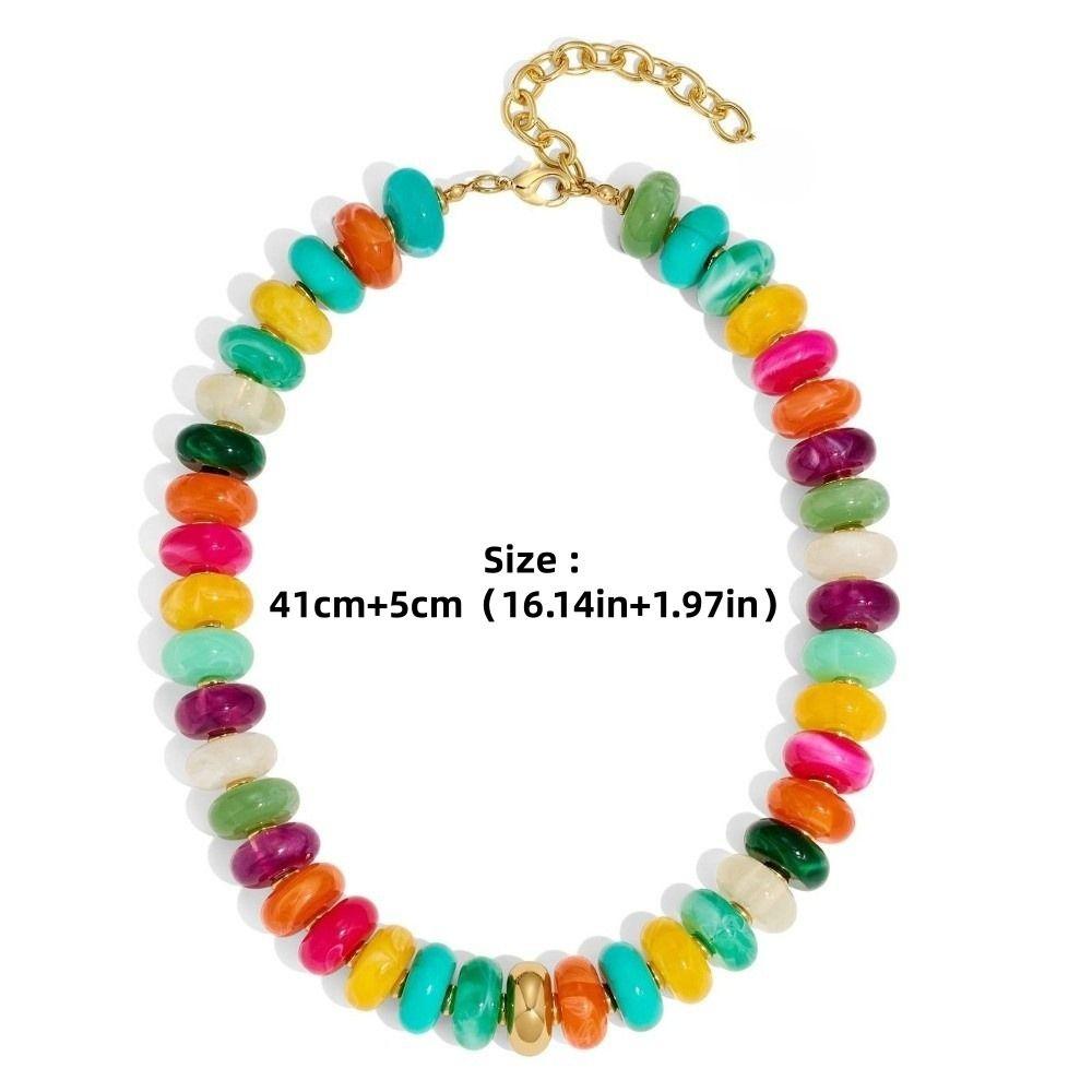 Round Resin Beads Chain Necklaces Chunky Resin Beads Necklace Summer Vacation