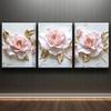 3 Pezzi Tela Pittorica Rosa, Pannello Artistico Floreale 3D, Decorazione Murale Senza Cornice per Soggiorno, Camera da Letto, Cucina, Bagno, Camera da Letto W