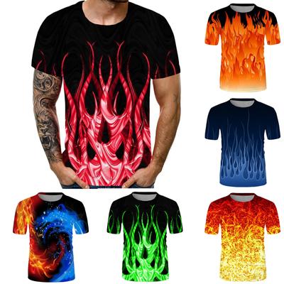 Men's Fashion Casual Loose 3D Cool Printing Round Neck Pullover T-Shirt Top
