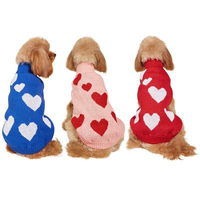Sweter dla psa z dzianiny Knit Love Cute Peach Heart Winter High Elasticity dla małych i dużych psów