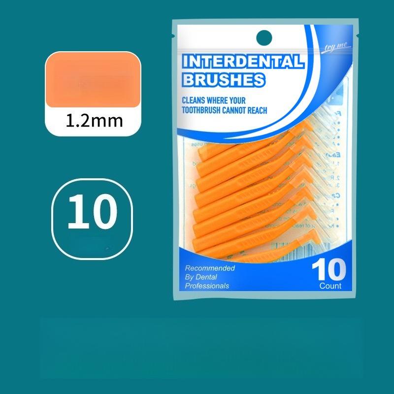 

L-Shaped Interdental Brushes 10 Pack Portable Dental Cleaning Soft Bristles for Teeth Gaps Oral Care 10pcs оранжевый
