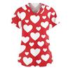 Women’s Short Sleeve V Neck T Shirt with All Over Heart Print Casual Loose Fit Lightweight Top for Daily Wear