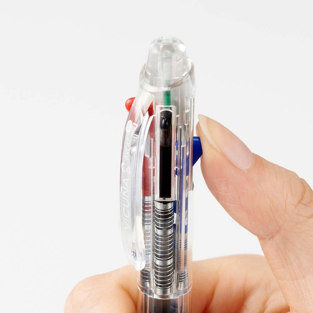 Pentel Ballpoint Vicuna Clear 4-Color Pen, BXC47T, 0.7