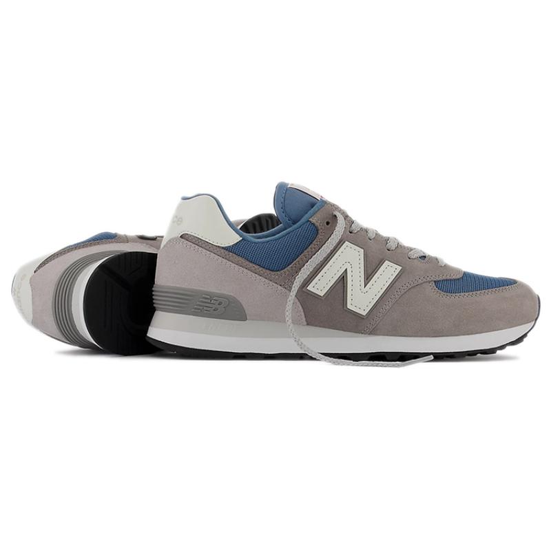 New Balance 574 Grey Navy White Leather Sneakers ML574OW2
