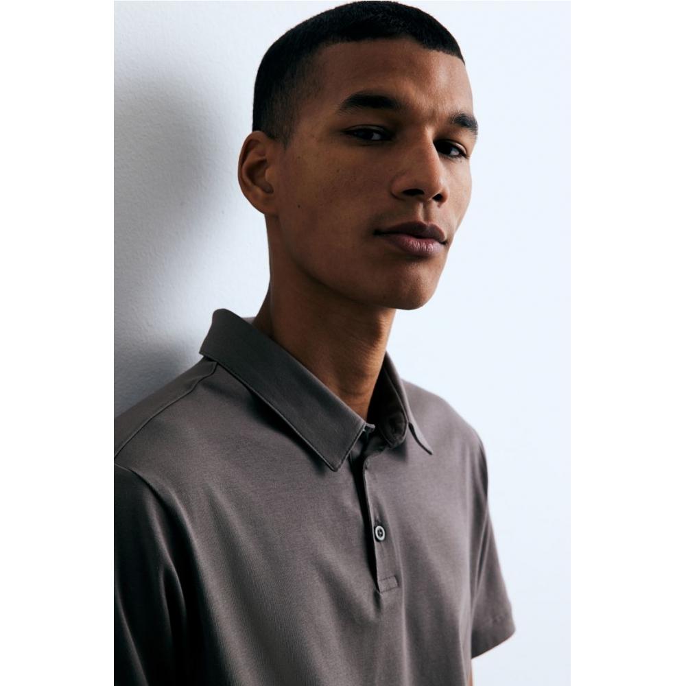 

Рубашка поло HM slim fit темно-серого цвета