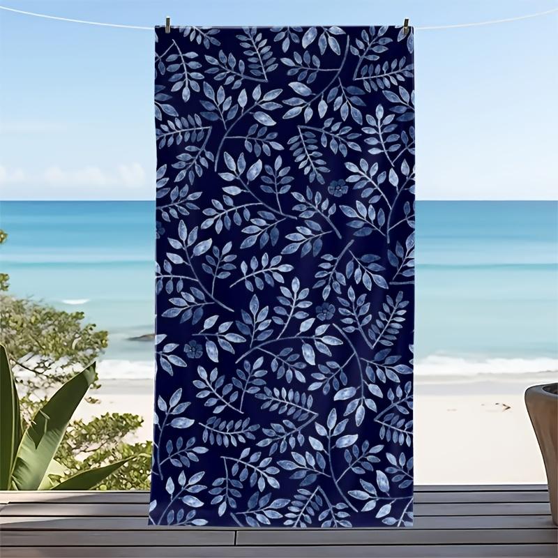 Monochrome Foliage Pattern Towel Soft Touch Absorbent Ideal for Summer Travel or Garden Relaxation