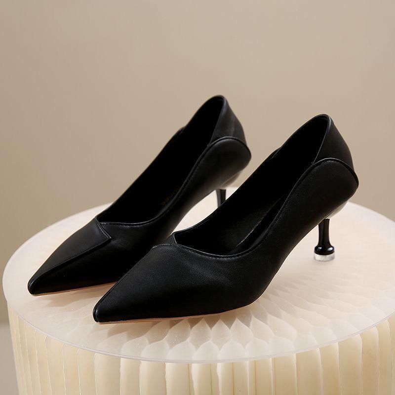 French style not tired feet thin heels women's single shoes 2025 spring and summer new fashion comfortable pointed versatile high heels women